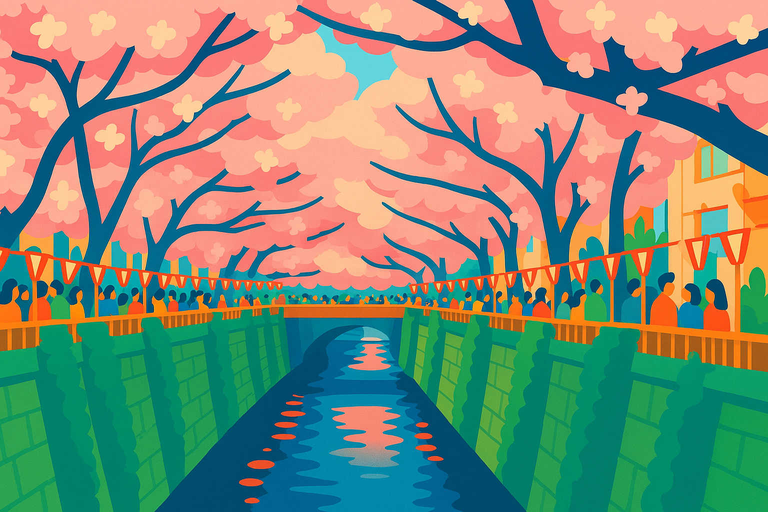 目黒川のイラスト