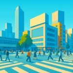 渋谷のスクランブル交差点のイラスト